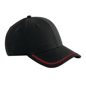 Beechfield Match Day Baseball Cap / Black/Red